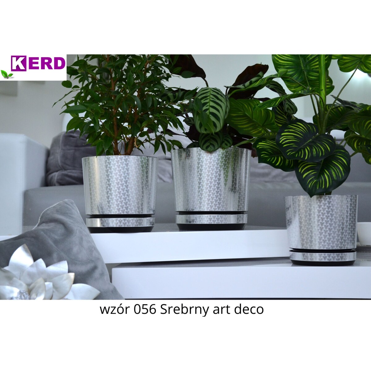 32 cm piękny wzór SREBRY ART - DECO piękny elegancki deseń niezwykły wzór glamour ekskluzywna duża donica