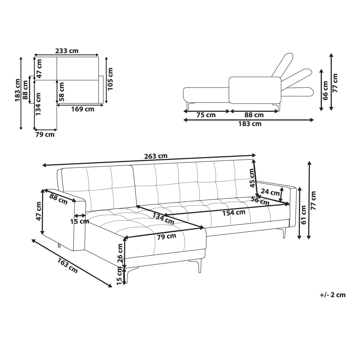 Sofa narożna prawostronna ALNES Jasnoczerwony Welur Prawostronny