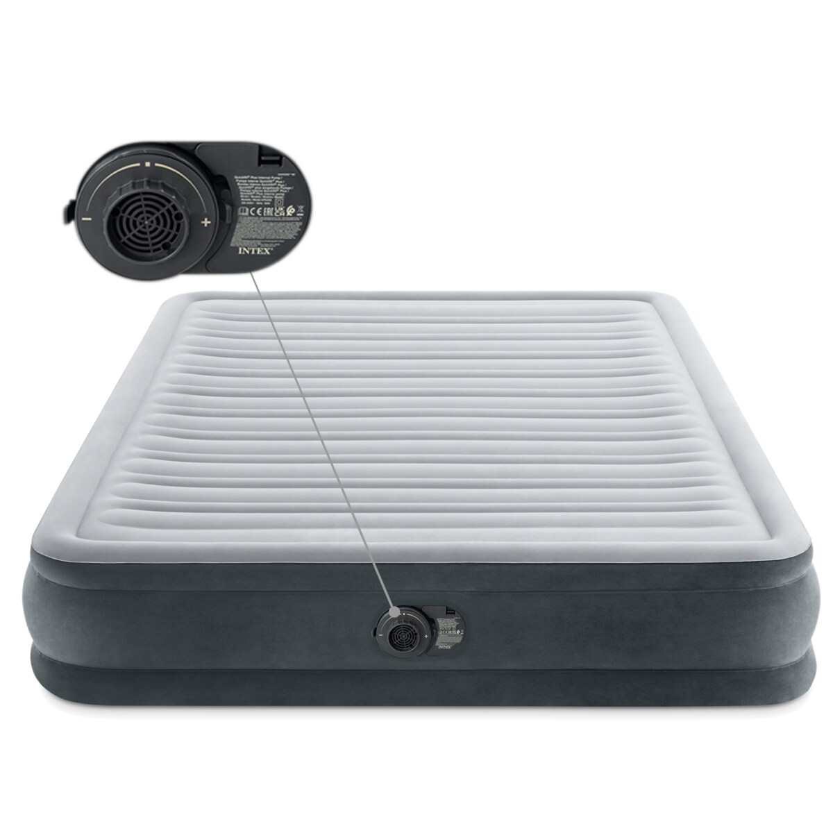 Materac dmuchany Intex dwuosobowy z wbudowaną pompką 203x152x33 cm