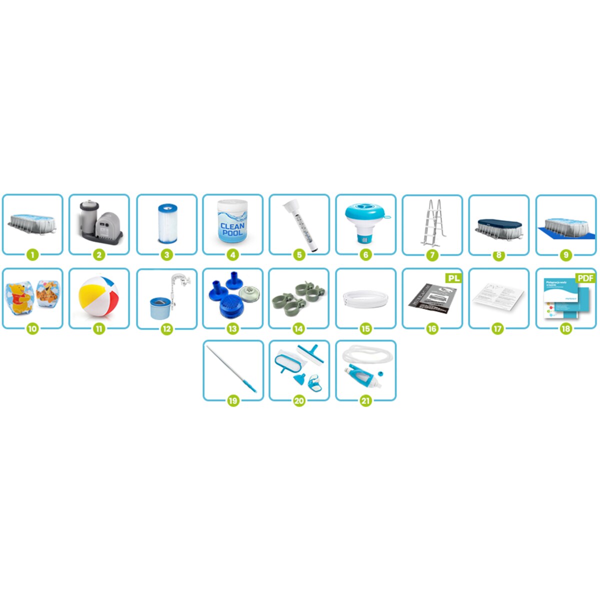 Basen ogrodowy stelażowy Intex 610x305x122 cm 21w1 26798