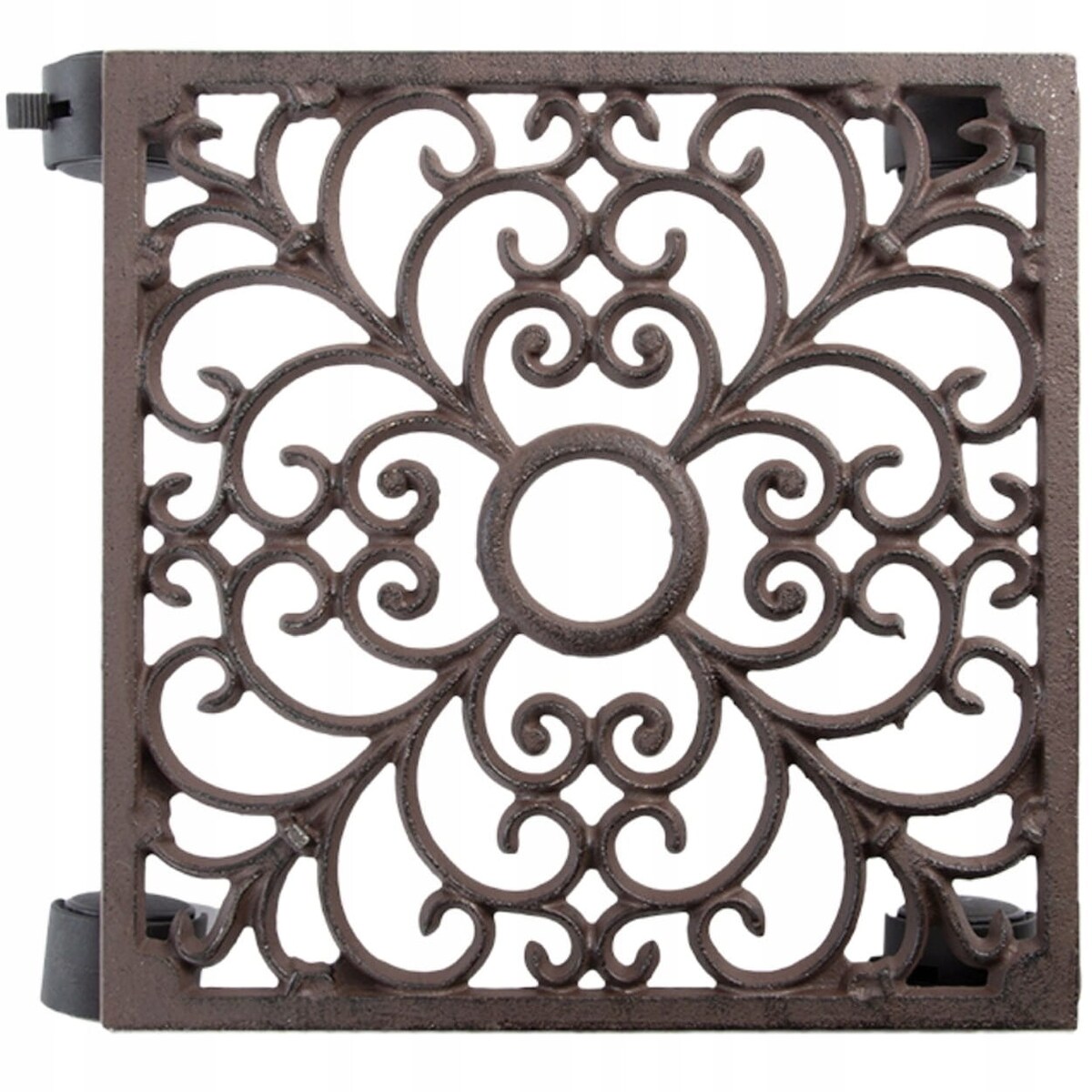 ŻELIWNY WÓZEK na donicę kwadratowy Podstawka pod kwiatki na kółkach 28 cm