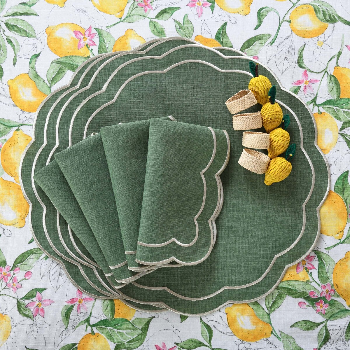 Haftowane podkładki Green Petali - 4 sztuki