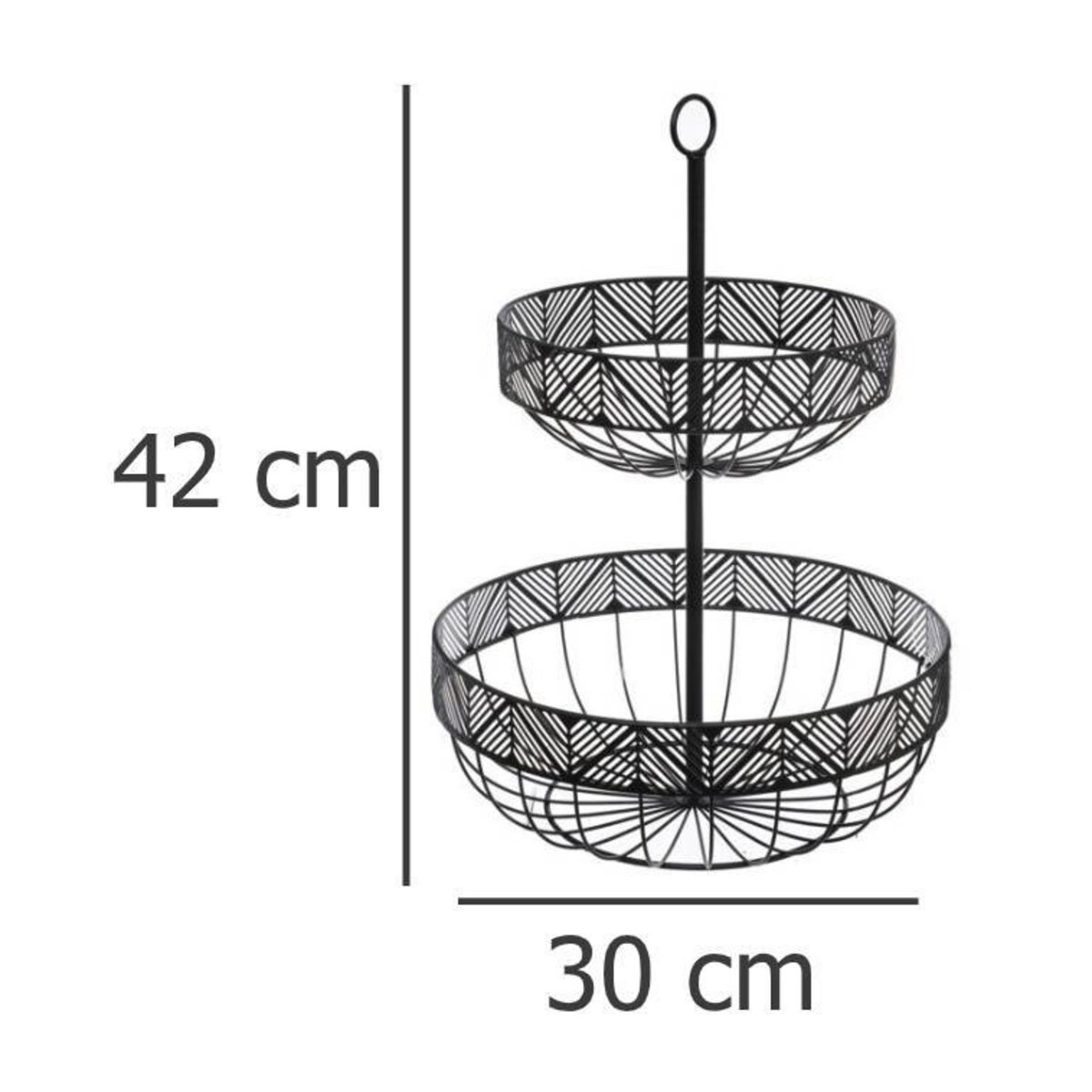 Patera na owoce FRISE, metalowa, 2 poziomy, kolor czarny