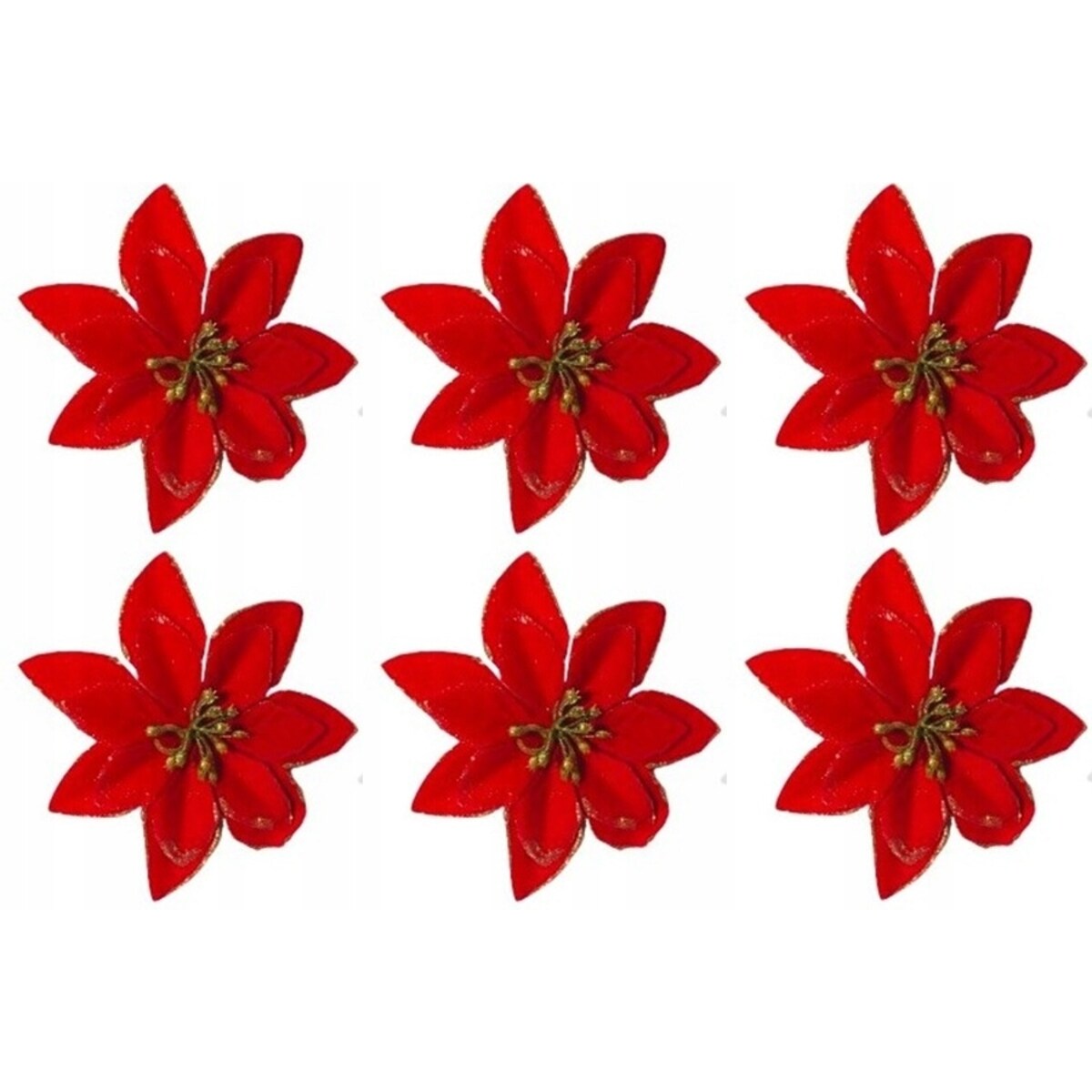 GWIAZDA kwiaty świąteczna do dekorowania stroik 6szt czerwona brokat święta