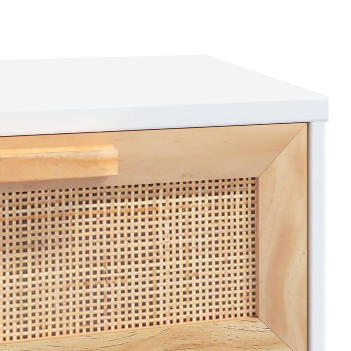 vidaXL Stolik konsolowy, biały, 80x30x75 cm, lita sosna i rattan