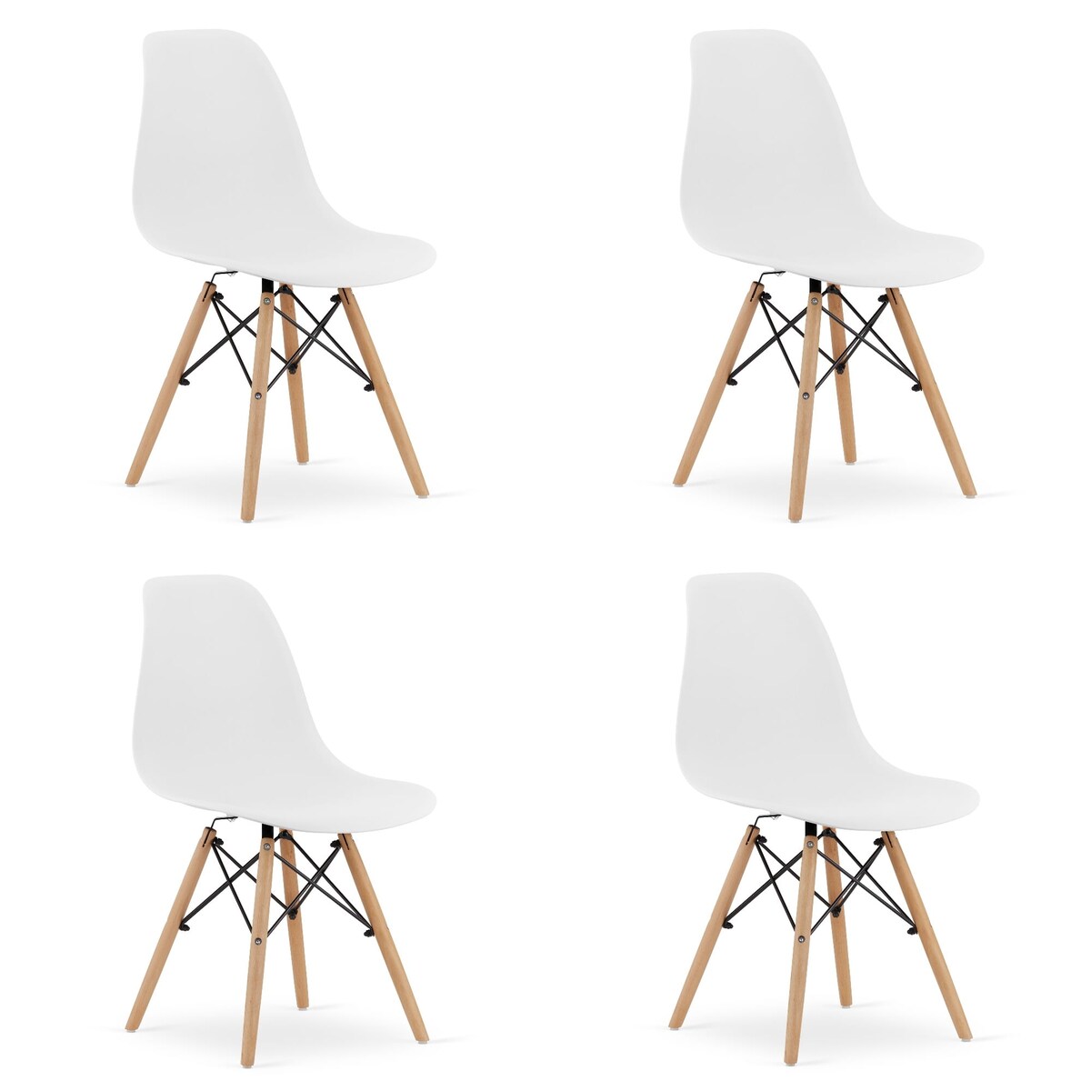 Krzesło Do Jadalni Kuchni Salonu Osaka Białe / Nogi Naturalne X 4