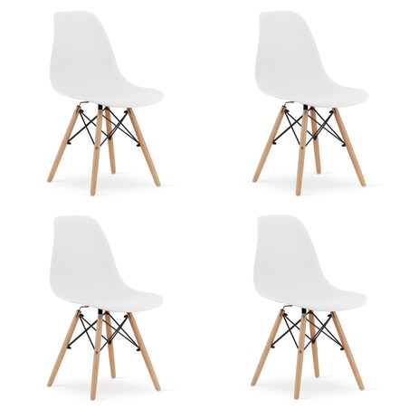 Krzesło Do Jadalni Kuchni Salonu Osaka Białe / Nogi Naturalne X 4
