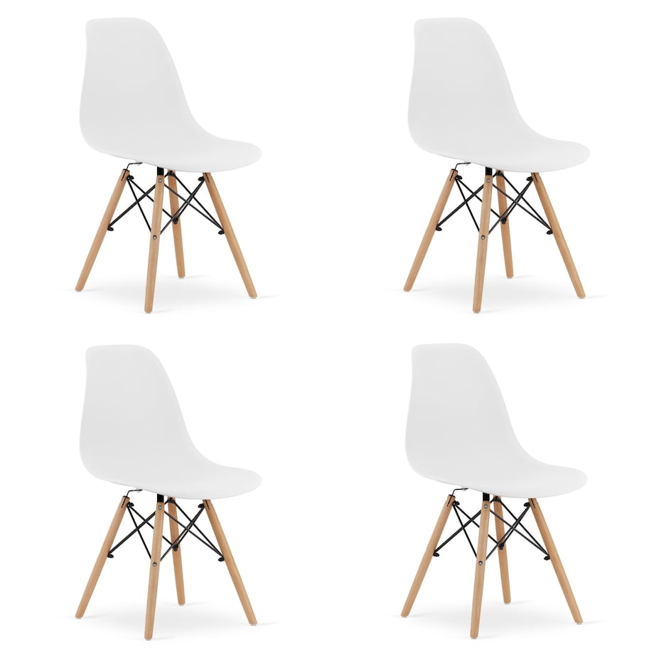 Krzesło Do Jadalni Kuchni Salonu Osaka Białe / Nogi Naturalne X 4