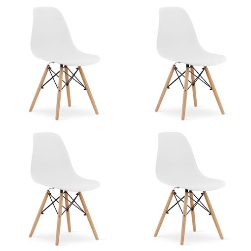 Krzesło Do Jadalni Kuchni Salonu Osaka Białe / Nogi Naturalne X 4