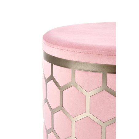 PUFA OKRĄGŁA Amy różowa METALOWA PODSTAWA i dekoracja