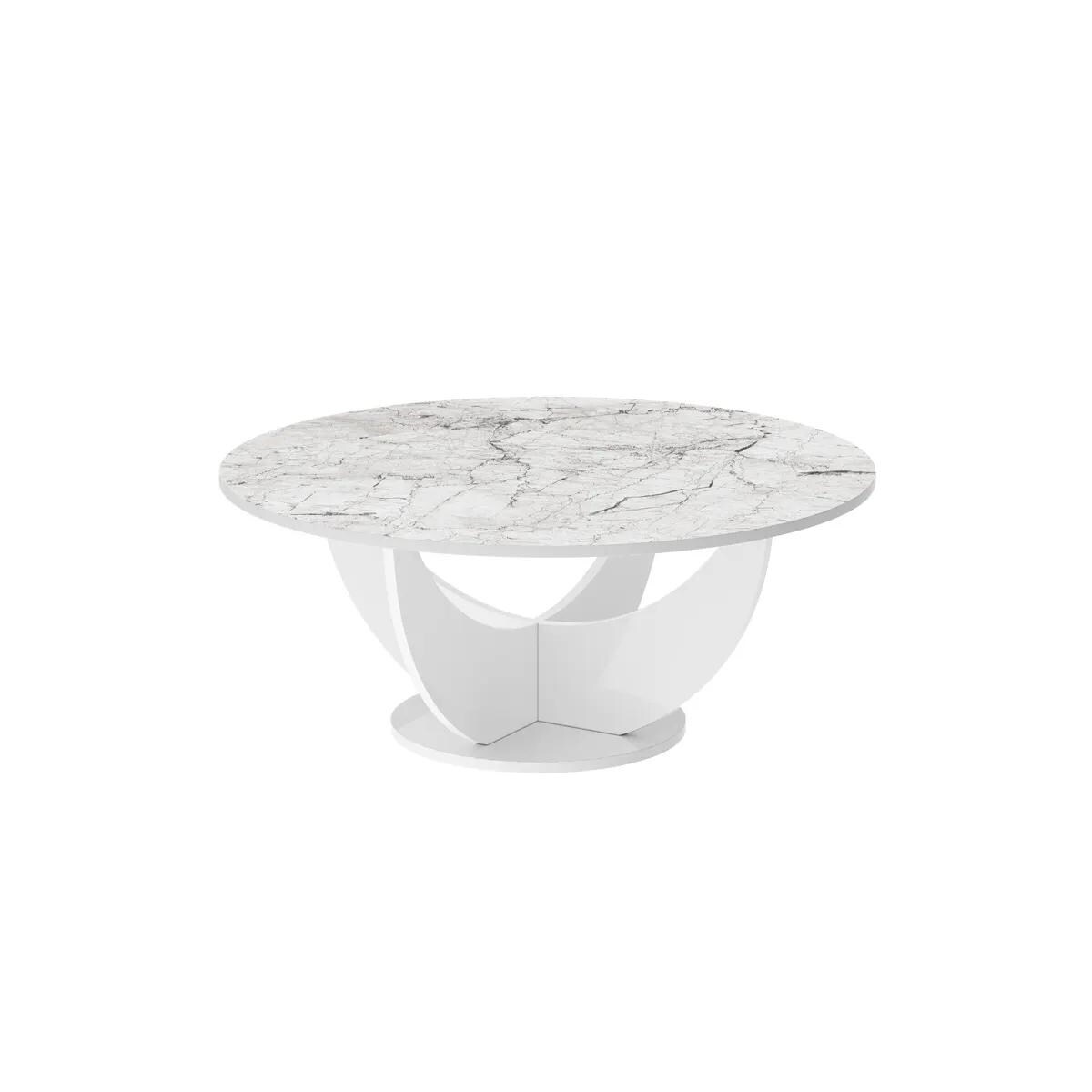 Ława CAPRI 100x100 biały marmur venatino/biały połysk