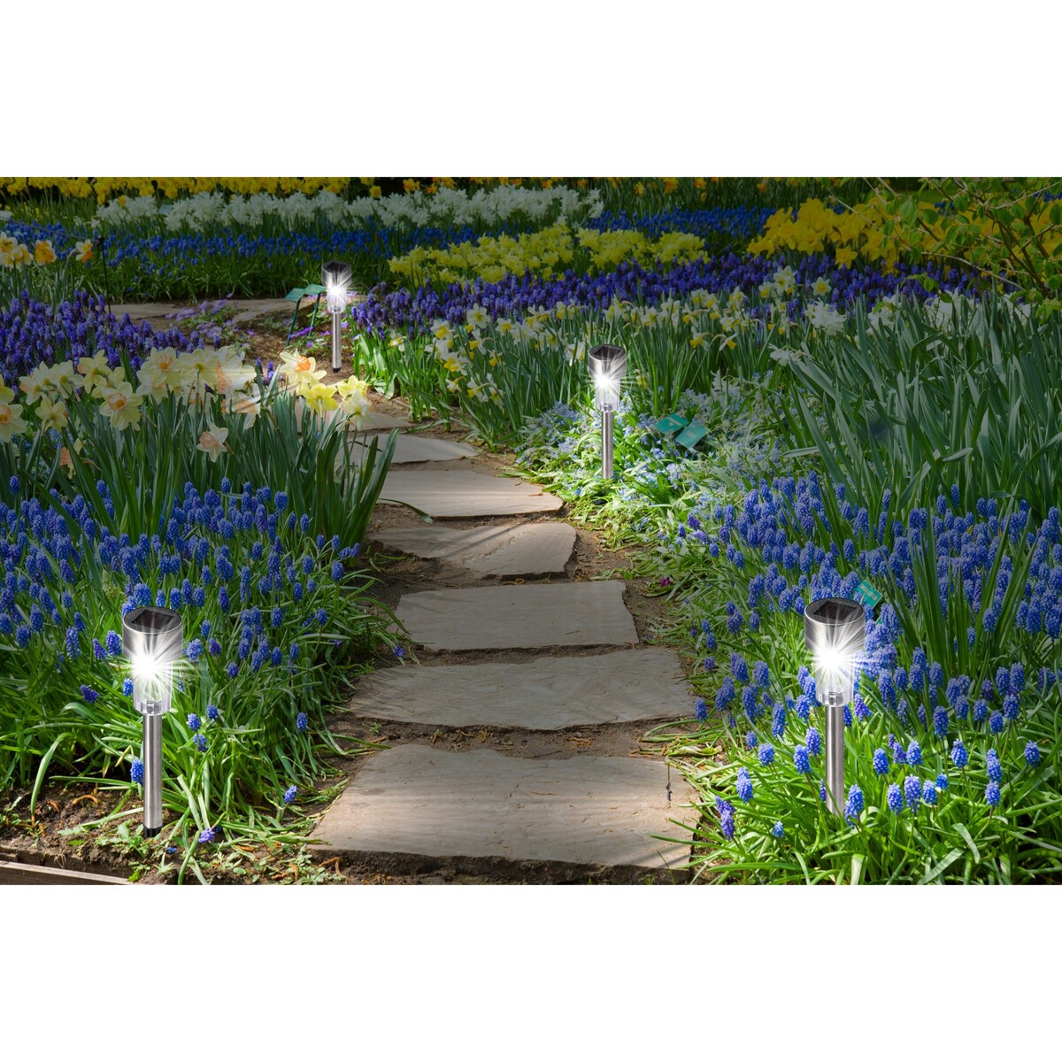 10 X Lampa Lampki Solarne Słupek Inox Ogrodowe