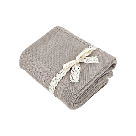 Koc dzianinowy z wełny MERINO 150x200 cm – FLORENCE NUDE