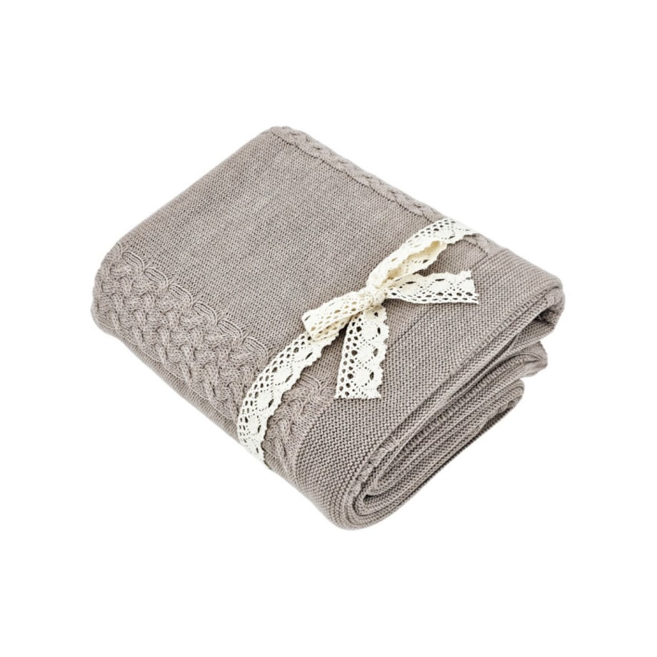 Koc dzianinowy z wełny MERINO 150x200 cm – FLORENCE NUDE