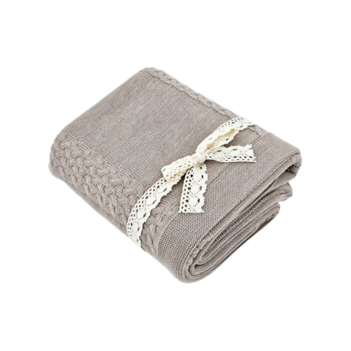 Koc dzianinowy z wełny MERINO 150x200 cm – FLORENCE NUDE