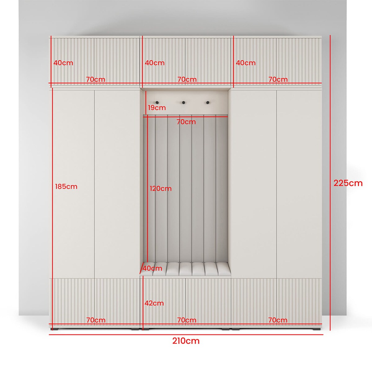 Garderoba frezowana Ritmo wersja 3 Trinity 02 beżowa Cashmere