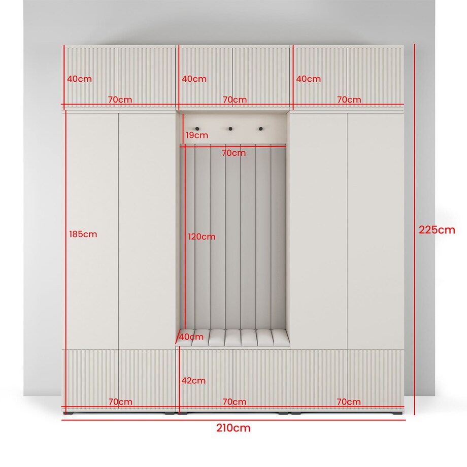 Garderoba frezowana Ritmo wersja 3 Trinity 02 beżowa Cashmere