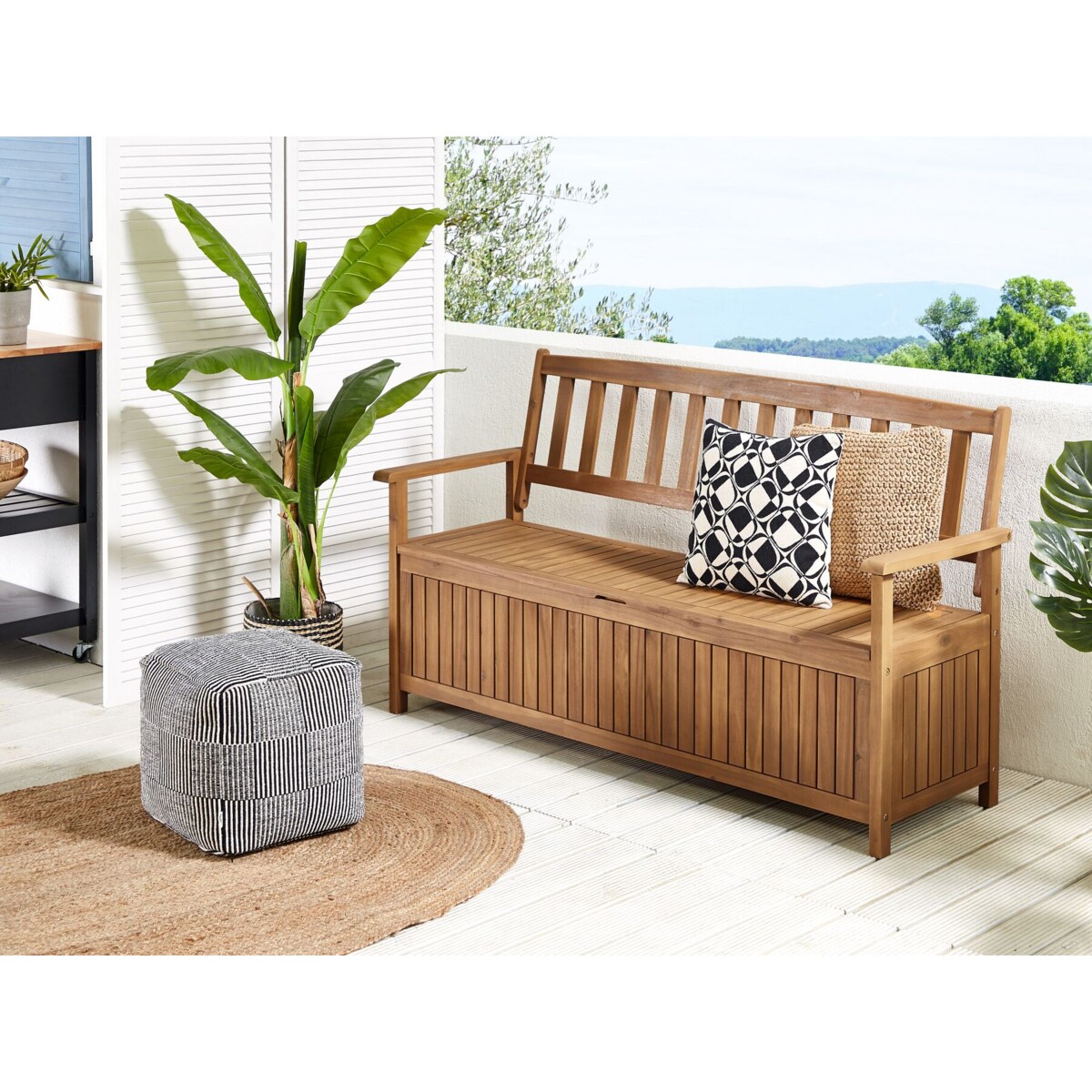 Ławka ogrodowa ze schowkiem 160 cm drewniana SOVANA