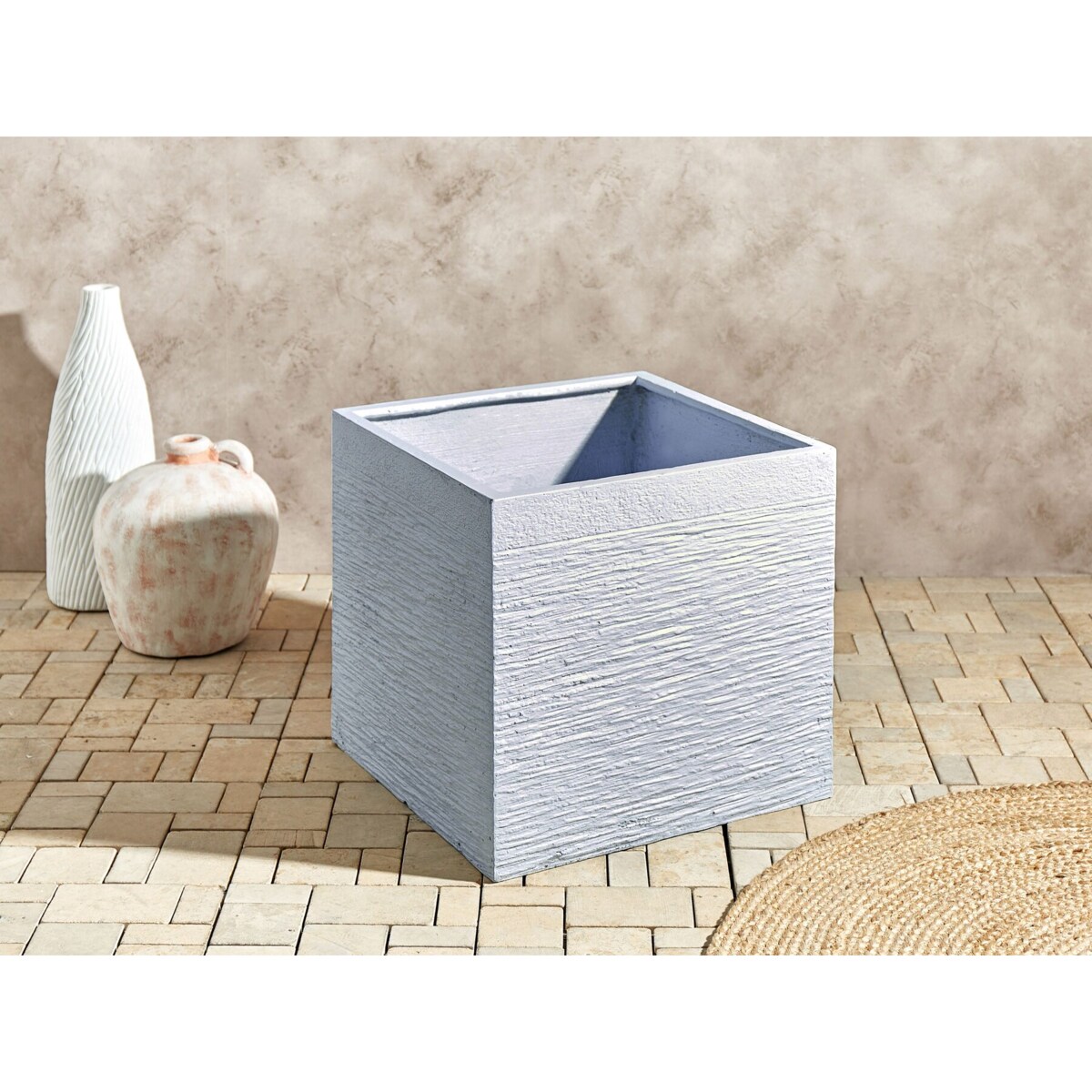 Doniczka kwadratowa 50 x 50 x 46 cm biała PAROS