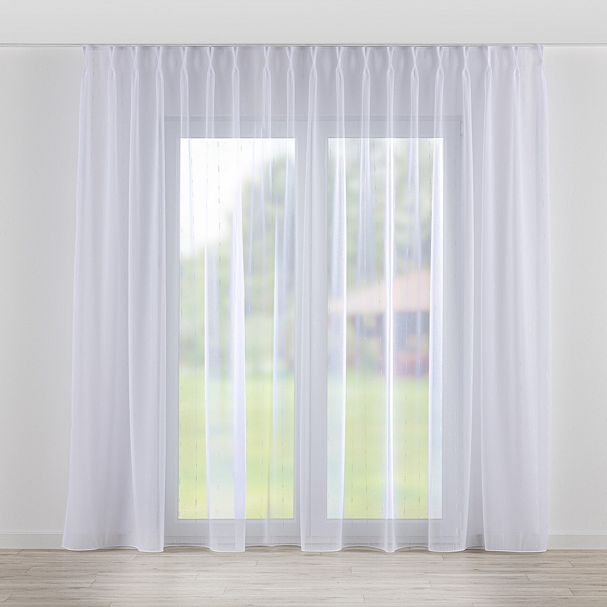 Firana na haczykach flex podwójnych 300x245 biały ze wzorem