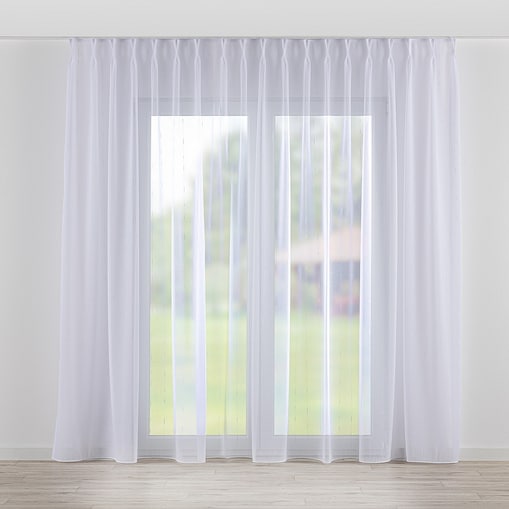 Firana na haczykach flex podwójnych 300x245 biały ze wzorem