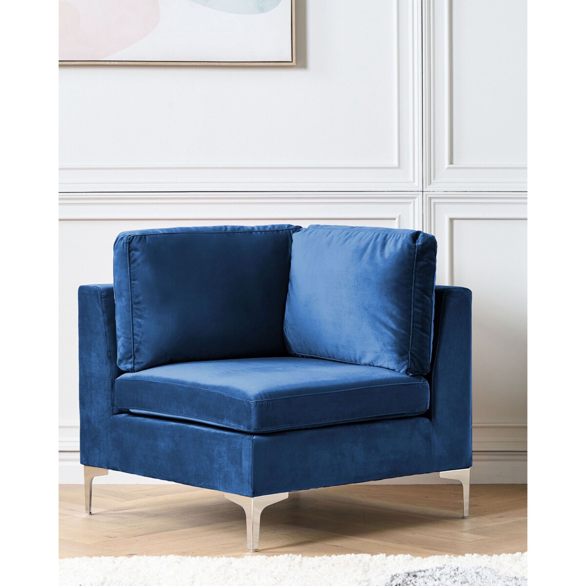 Moduł narożny welurowy niebieski EVJA