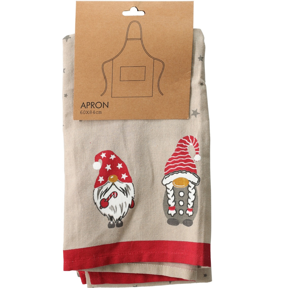 Bawełniany fartuch kuchenny z motywem świątecznym, 84 x 60 cm