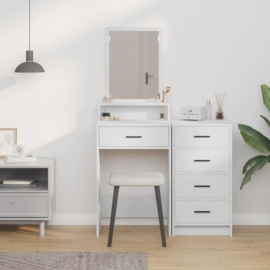 vidaXL Toaletka z półką Biały 50 x 41 x 140 cm Materiał drewnopochodny