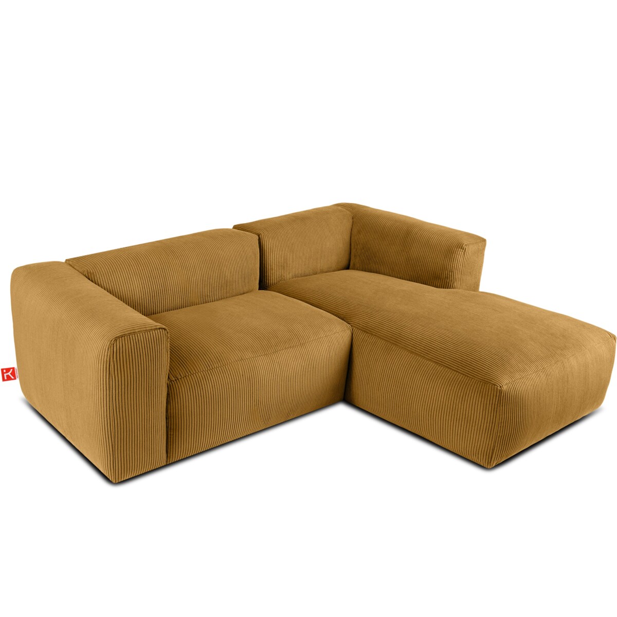 KONSIMO BUFFO Narożnik prawy 3/4-osobowy z wyjątkowo miękkim siedziskiem, kolor żółty