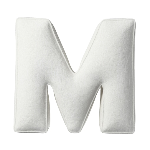Poduszka literka M, biały, 35x40cm, Boucle