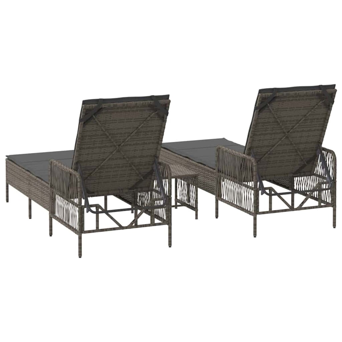vidaXL Leżak z poduszką 2-osoba 2 pcs Szary 35 x 35 x 32cm polirattan