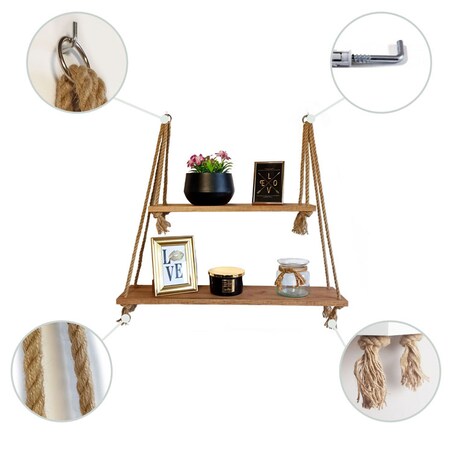 Nowoczesne półki wiszące dąb craft złoty - Darlin