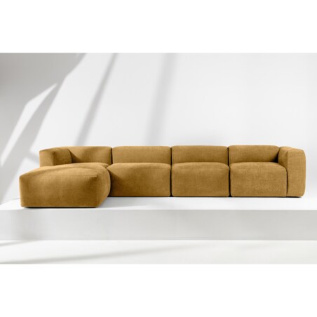 KONSIMO BUFFO Sofa narożna lewa 6-osobowa z wyjątkowo miękkim siedziskiem, kolor miodowy