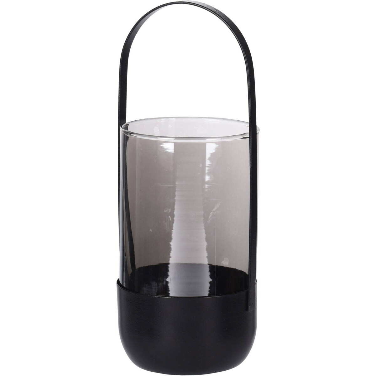 Szklany lampion na metalowym stelażu, 16 cm