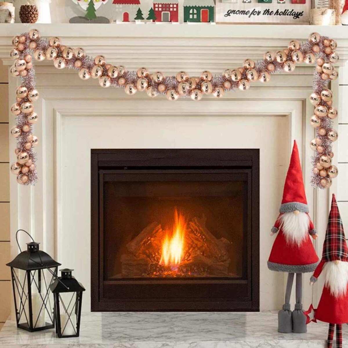 vidaXL Girlanda z bombek świątecznych Różowe złoto 186 cm polistyren