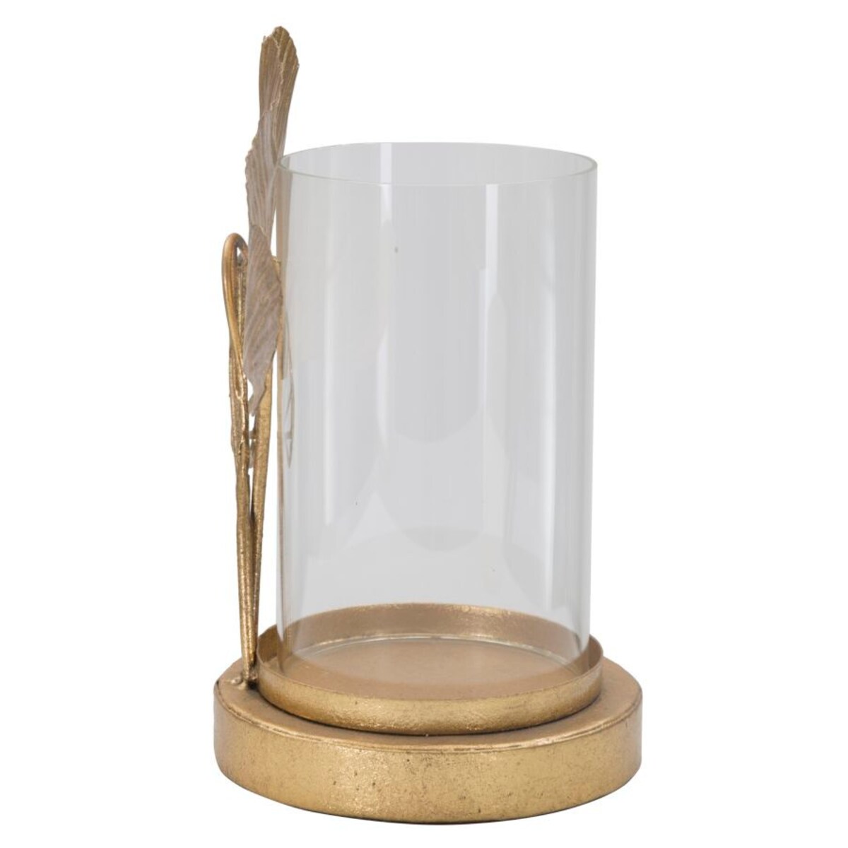 Świecznik metalowy LEAF, motyw liścia, złoty, 17x12x21 cm