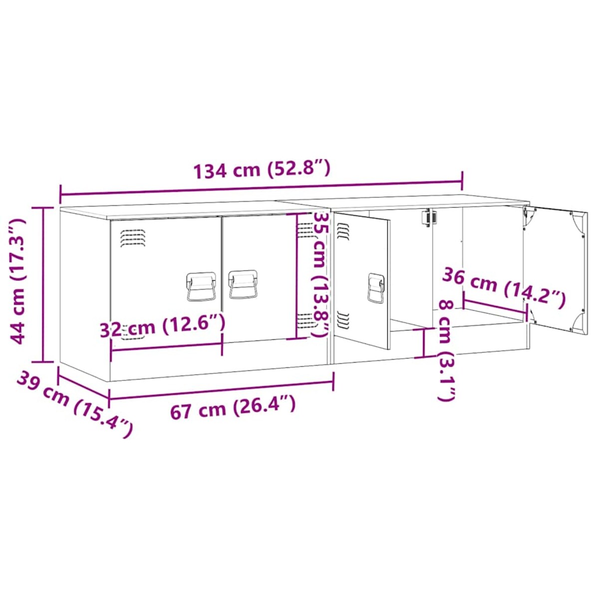 vidaXL Szafki pod telewizor, 2 szt., antracytowe, 67x39x44 cm, stalowe
