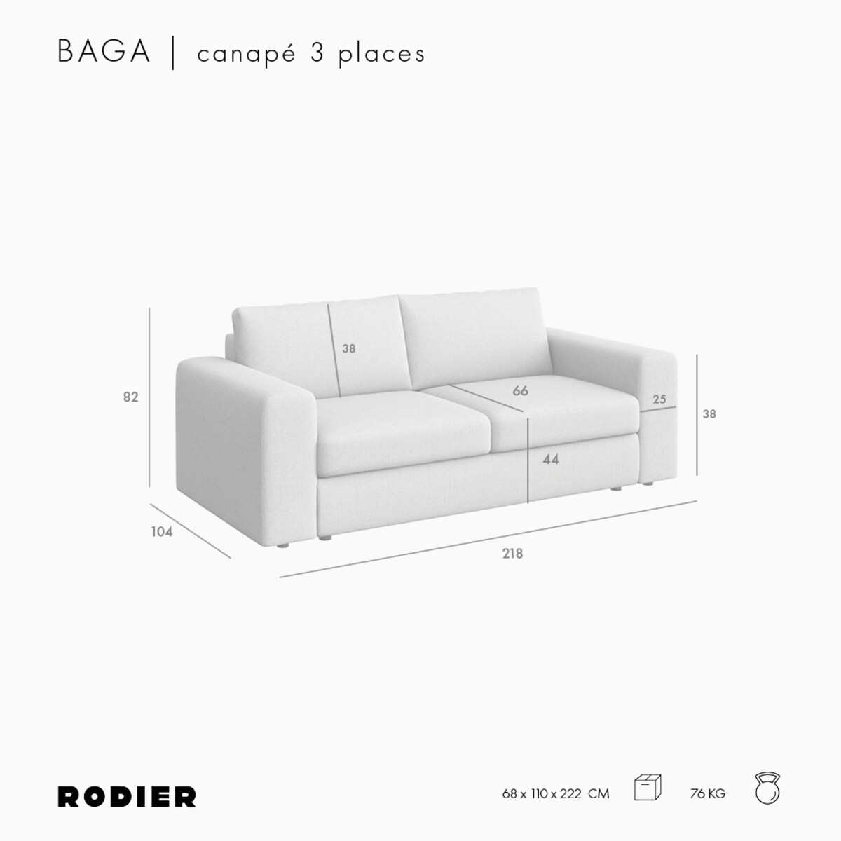 Sofa 3 osobowa Baga kremowa - szybka dostawa