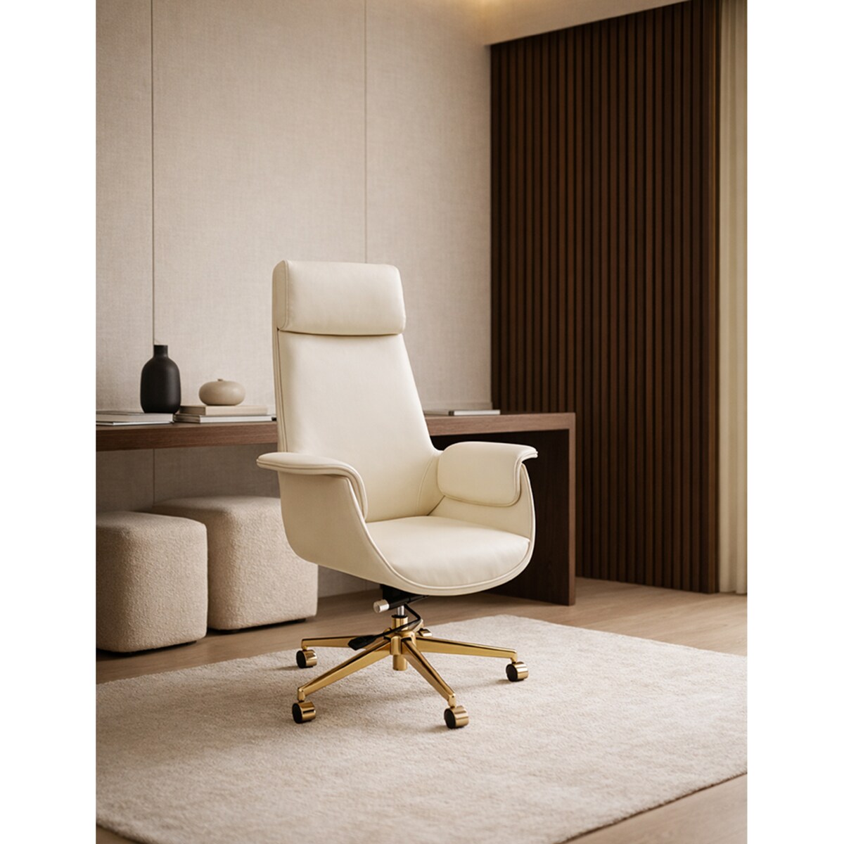 Fotel biurowy ADMIRAL beżowy złota podstawa