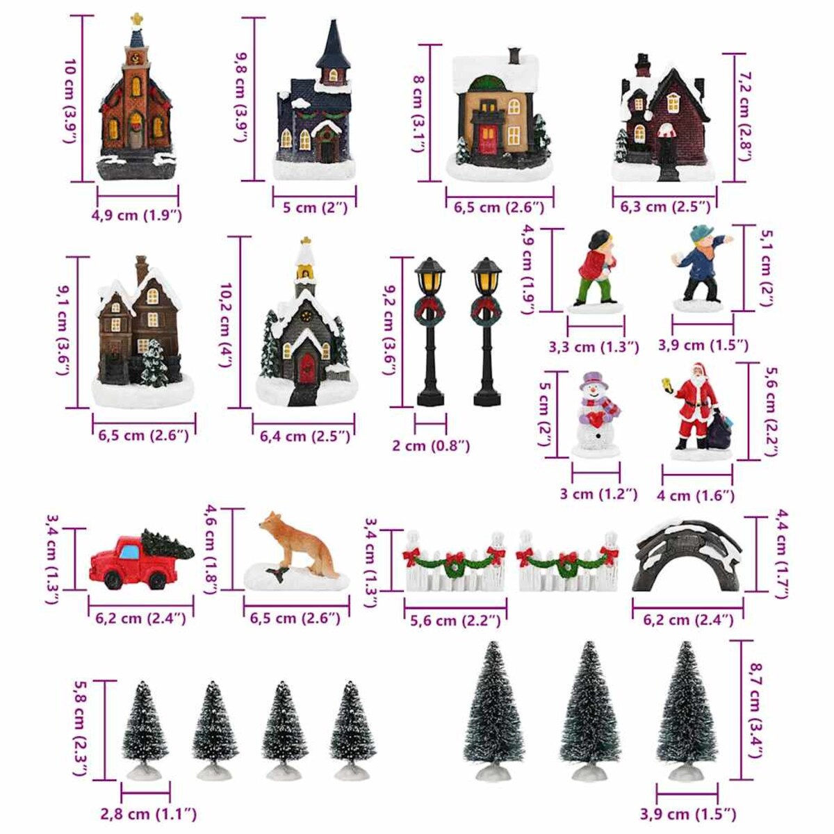 vidaXL Świąteczna Dekoracja na Stół Wielokolorowe żywica