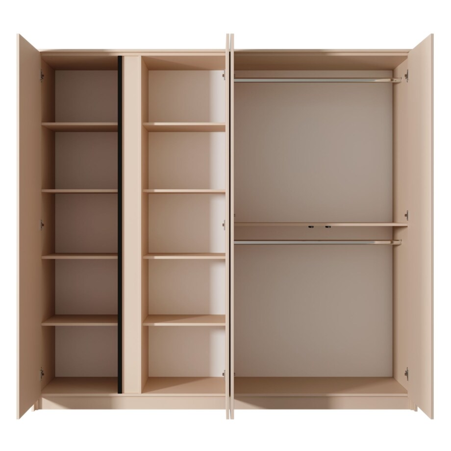 Pojemna Szafa 220 DASTIN z lustrem na drzwiach i oświetleniem LED beżowa