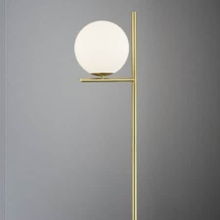 Modernistyczna LAMPA podłogowa PURE 402000108 Trio metalowa OPRAWA stojąca szklana kula mosiądz biała