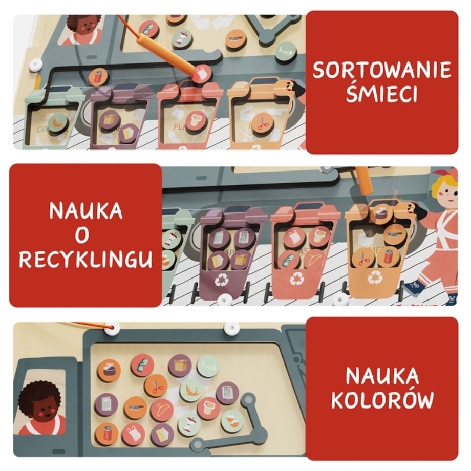 Zabawka edukacyjna Naucz się segregować śmieci – układanka magnetyczna 36 mies.+ Top Bright