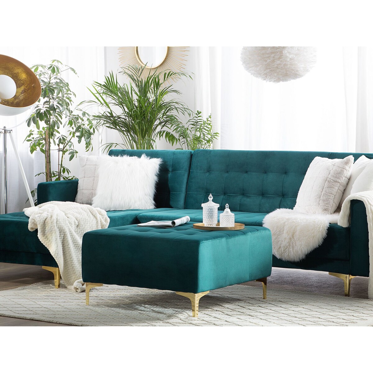 Otomana welurowa zielona ABERDEEN