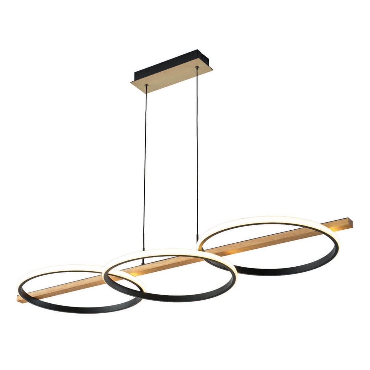 Wisząca lampa okręgi Almeria MD3913-3-3BWLT Zumaline LED 35W 3000K drewniany czarny