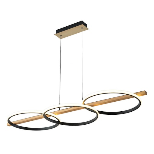 Wisząca lampa okręgi Almeria MD3913-3-3BWLT Zumaline LED 35W 3000K drewniany czarny