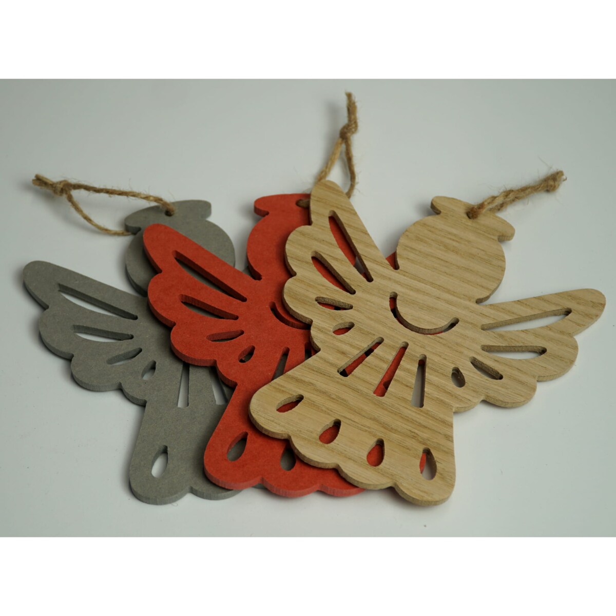 Drewniane dekoracje świąteczne Anioły szare 3szt.