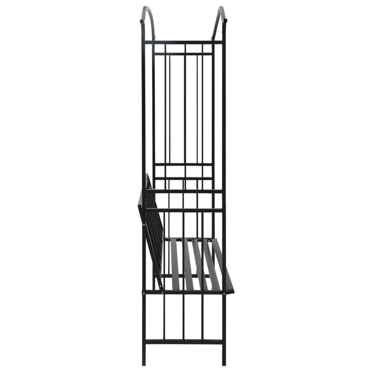 vidaXL Pergola ogrodowa z ławką, czarna, 128x50x207 cm, żelazna