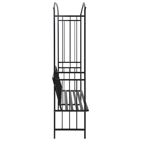 vidaXL Pergola ogrodowa z ławką, czarna, 128x50x207 cm, żelazna
