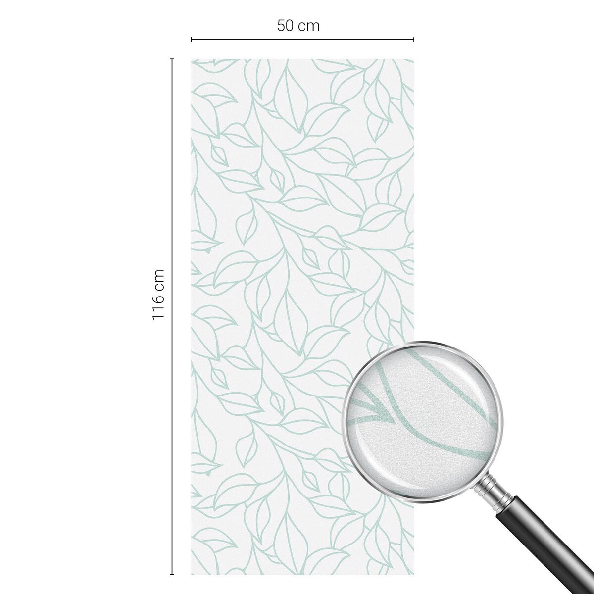 Okleina na szybę chroniąca prywatność - Motyw liści minimalistyczna elegancja - 50x116 cm